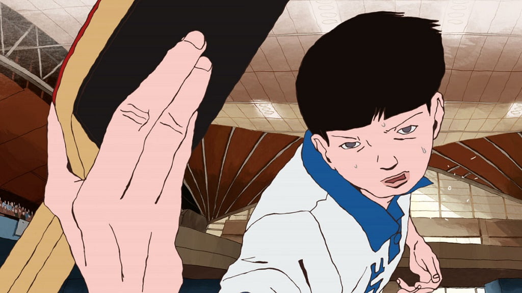 A scene from Table Tennis match in Ping Pong Animation.