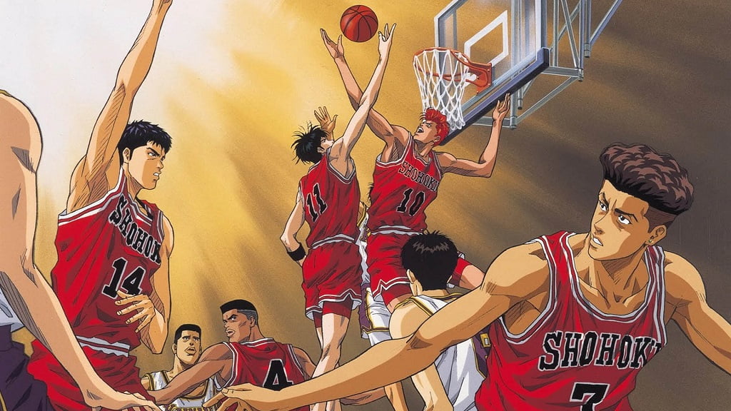 A basketball match from slam dunk anime. It is one of the top anime of all time.